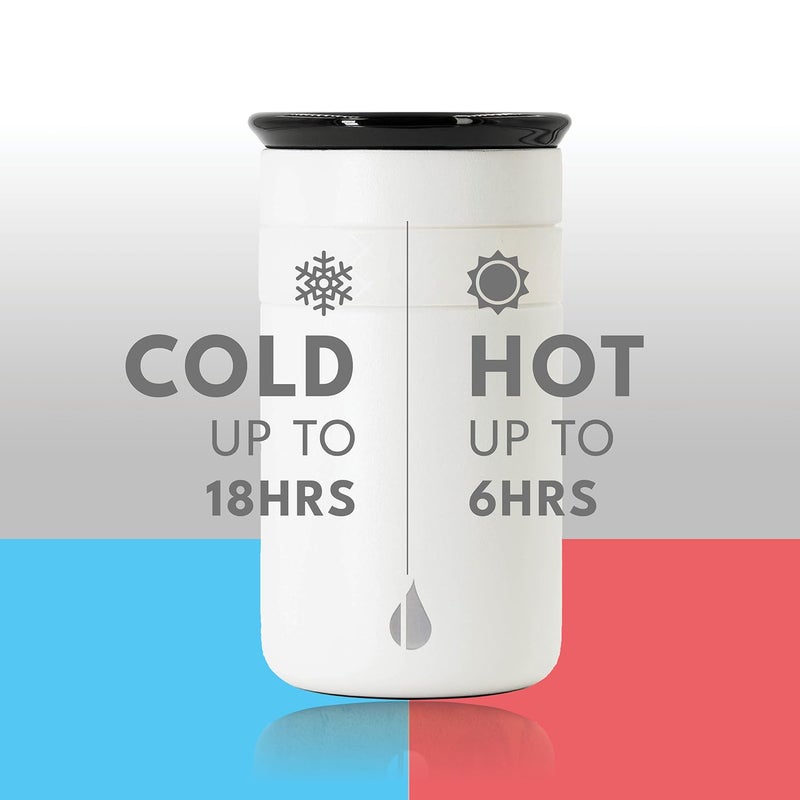 Elemental Artisan Insulated Tumbler, Triple Wall Coffee Travel Mug, Reusable Stainless Steel Coffee Tumbler with Ceramic Lid, Thermal Coffee Cups for Hot (6 Hrs) & Cold (18 Hrs), 12oz - Matte White - Image 3